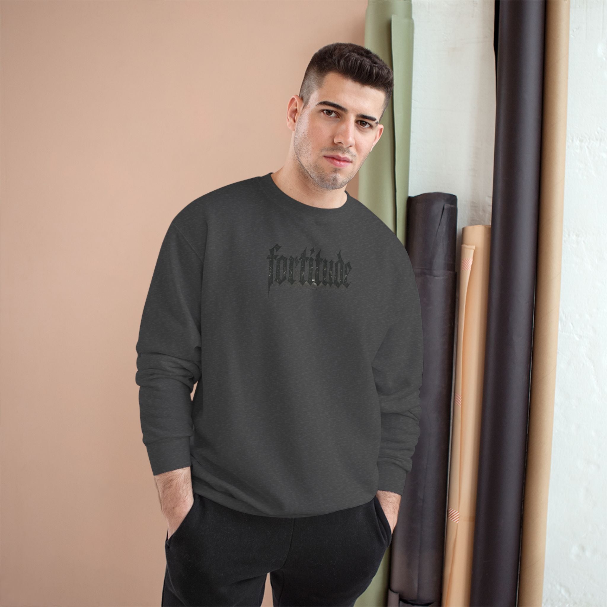 Fortitude Graphic Champion Sweatshirt for Resilience and Strength