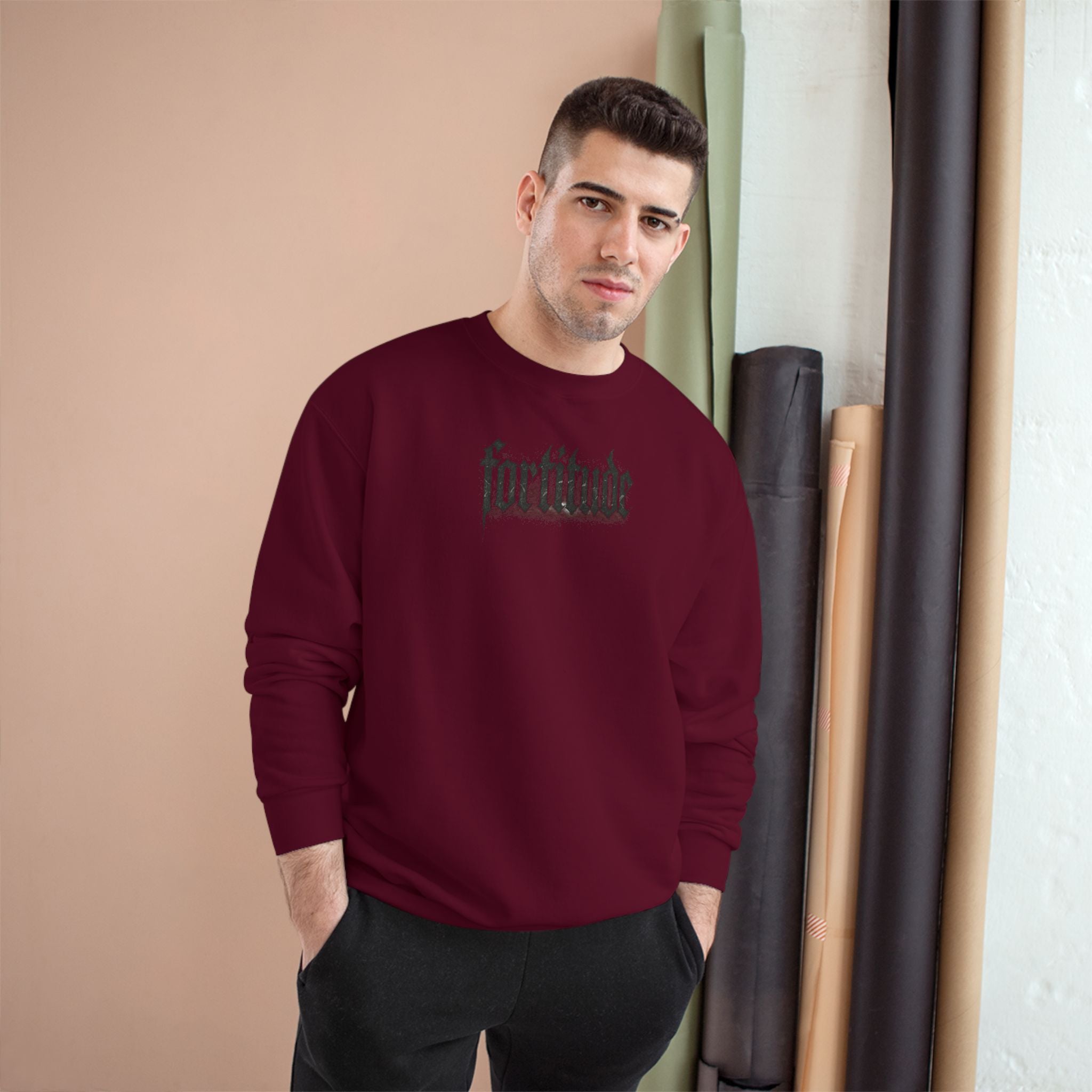 Fortitude Graphic Champion Sweatshirt for Resilience and Strength